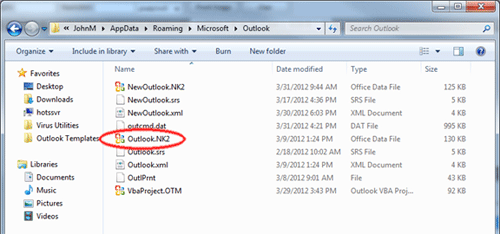 Windows Explorer Find Outlook.nk2